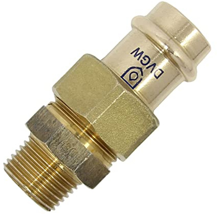 Verschraubung AG 28 mm x 1 aus Rotguss | Pressfittings, Pressanschluss, B-Press, DVGW, V-Kontur.