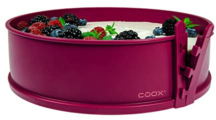 coox Springform mit Glasboden ⌀ 26 cm in Dunkelrot, backen und direkt auf der Glasplatte servieren und schneiden, kein Umsetzen nötig