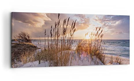 ARTTOR Impression sur Toile Moderne 100x40 cm Paysages Maritime - 4710 | Ouest Sur La plage Moderne Tableau Décoratif Décoration Murale Art Mural Toile Imprimée Salon Chambre Cuisine ARTTOR