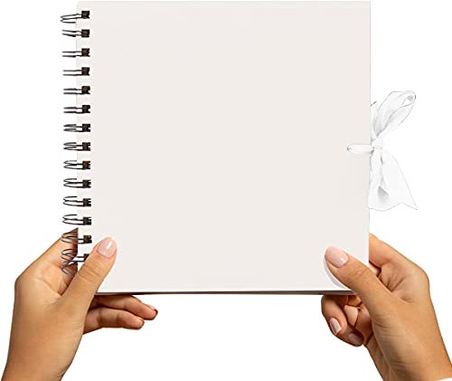 Styloo Small Scrapbook - DIY Scrapbooking Instax Mini Photo Album with 50 White Papers - Perfect Photo Book for Wedding, Anniversary, Birthday, Travel, Friends, Baby and Gift (Small, White)