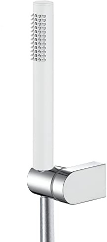 Boyuan Duschkopf Wandmontage Handbrause Messing Stabhandbrause Duschkopf Wassersparend Handheld Duschbrause mit 150cm PVC Duschschlauch, Verstellbarer ABS Base,Weiß