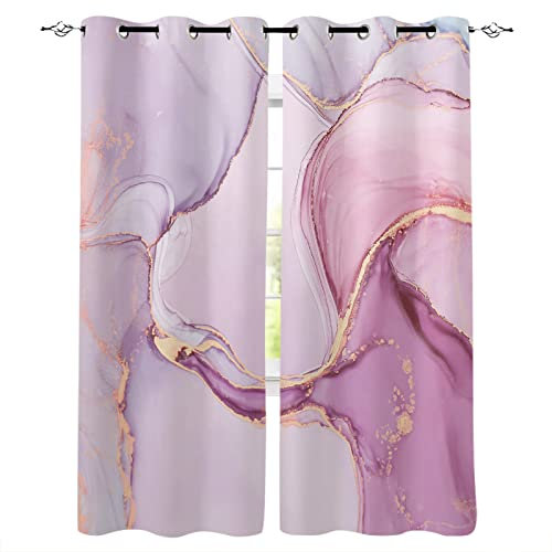 SJSXWQN Vorhänge Lila Marmoriert Gardinen mit Ösen Vorhang Blickdicht Thermo Verdunklungsvorhänge Schiebegardinen für Schlafzimmer Wohnzimmer H 175 x B 140 cm 2er Set