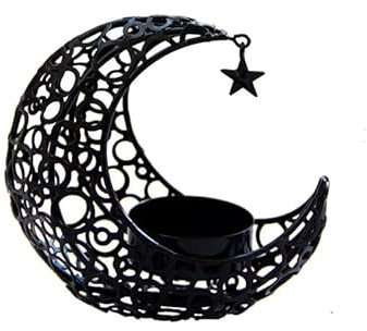 Kerzenhalterhalter Mond schwarz Gold Metall Kerzenhalter kreative Moderne romantische Hochzeit Weihnachten häusliche Dekoration Kandelaber (Color : Schwarz)