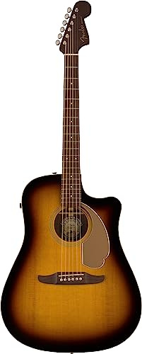 Fender Redondo Player Acoustic Guitar, Walnut Fingerboard, Gold Pickguard, Sunburst