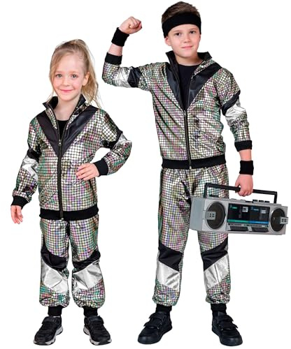 W WIDMANN MILANO Party Fashion - Kinderkostüm Trainingsanzug, Jacke und Hose, 80er Jahre Outfit, Jogginganzug für Karneval & Party