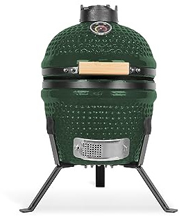CREATE/BBQ KAMADO/Barbecue affumicatore in ceramica verde 13 pollici/Può arrostire, affumicare e cuocere, con regolatore di temperatura e due prese d’aria.