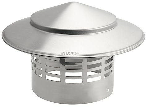 Donkivvy Stainless Steel Chimney Cap, Flue Cowl Pipe Rain Cover Vent Cap, Windproof Roof Pipe Exhaust Hood Protector Cap - 110mm