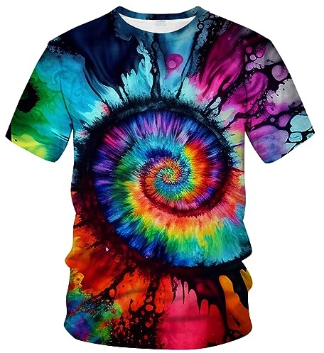 LAOLIUSN Funny Tie Dye T-Shirt Colorful Spiral Theme Tee Shirt,Multicolor,XL
