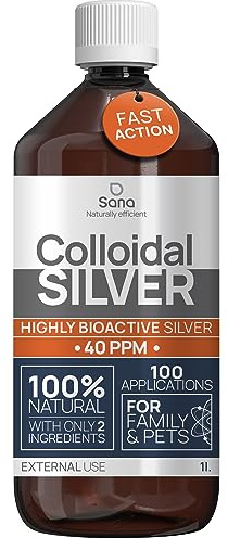 Argent Colloïdal 40 PPM 1000 ml - Supérieur au 15ppm & 20ppm - Oligo élément bio disponible - Liquide 100% Naturel - Pour famille & Animaux