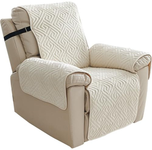 NNSMUN Sofa Armlehnenbezüge, Sesselschoner Sesselauflage Mit Gummiband, Fernsehsessel Schutzbezug Anti-Rutsch, Relaxsessel Bezüg Sesselüberzug für Zuhause Haustieren Hund (Beige,55x200CM)