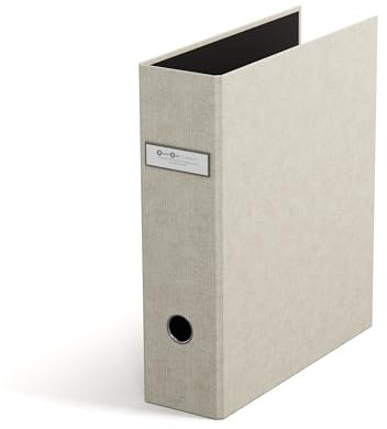 BIGSO ARCHIE Ordner mit 2 Ringen und Hebelmechanik – Ringordner aus Faserplatte und Papier mit Leinenoptik – Ringbuch A4 zum Abheften von losem Papier – beige
