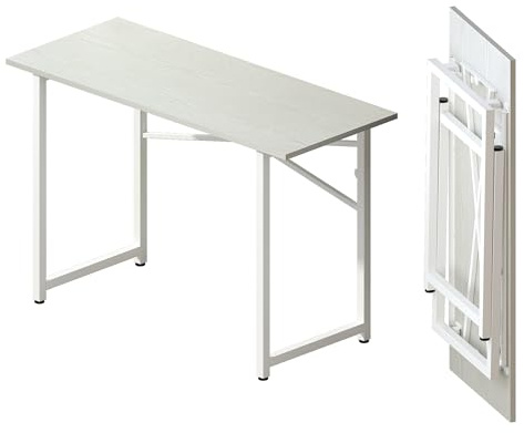 Lutown-Teen 120 cm fällbart skrivbord, skriva speldator campingskrivbord, ingen montering krävs bord för hemmakontor, vit