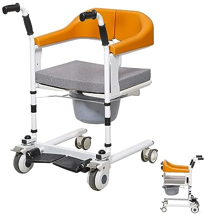 Patienten-Transfer-Lift-Stuhl, Transfer-Rollstuhl, Patienten-Lift, 4-in-1-Duschtoilettenrollstuhl, Pedal und feststellbare Rollen mit 4 feststellbaren Stummlaufrädern, behindertengerechtes u