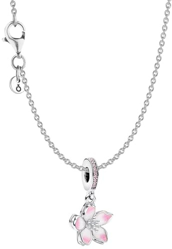 PANDORA Damen-Halskette Silber Geschenkset Kirschblüte 68304 | wunderschöner Halsschmuck für Frauen, elegantes Schmuckstück und edle Geschenkidee,