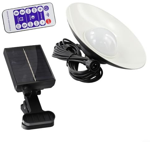 Outdoor Patio Umbrella Lamp, Solar Panel Parasol Lamp with Remote Control, Color Changing Dimming Outdoor Light for Patio Umbrellas(white)