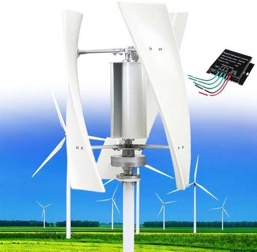 14000W vindkraftsgeneratorsats med MPPT-styrenhet, 12V/24V/48V/110V/220V vindkraftverk vertikal vindgeneratorsats Elproducentutrustning Hemmakraft Energisats,White-24V