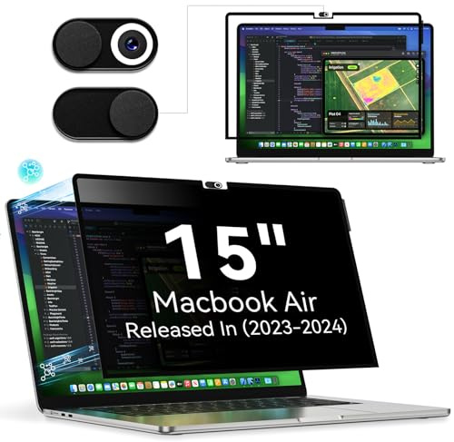 Filtre Confidentialité pour MacBook Air 15 M5/M4/M3/M2 par Nano-Adhésif | Réutilisable Filtre Anti Espion Lumière Bleu Reflet Sans Colle,Laptop Protection Ecran pour Mac Air 13.6 Pouces (2023-2026)