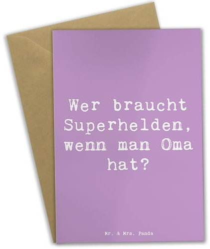 Mr. & Mrs. Panda valentinstagskarte Spruch Oma Heldin - Geschenk, einladungskarten, Familienmitglieder, Omi, hochzeitskarten, Großmutter, Geburtstage, Engagement, osterkarten, glückwunschkarten