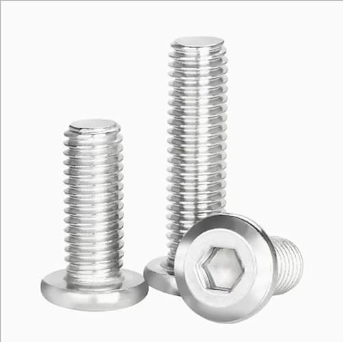 MNUPL Abgeschrägte Sechskantschrauben aus Edelstahl 304 mit abgeschrägtem flachen Rundkopf und Innensechskantschrauben M6 M8 verlängerte Möbelschrauben(M6x15-50Pcs)