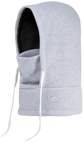 AMateschitz 3-in-1 Strickmütze Schals Verstellbar Einteilige Sturmhaube Thermal Kapuzenschal Damen Wintermütze Schal Gesichtsmaske Winddicht Balaclava für Radfahre Laufen Erwachsener-Grau 55-60CM