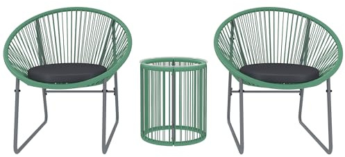 Outsunny Polyrattan Gartenmöbel Set Outdoor für 2 Personen 3-Teilig Grün