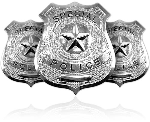 UILYNIU 3 Piezas Placa de Policía para Adultos Niños, Insignia de Policiales Juego de Simulación, Policiales Juguete de Juego, Policía Accesorios de Disfraces para Halloween Fiestas Cosplay Carnaval