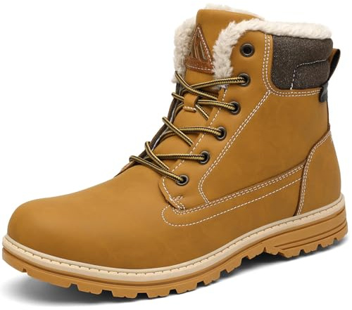 Mishansha Winterschuhe Herren Gefüttert Winterstiefel Damen Outdoor Wanderschuhe Warm rutschfest Schneestiefel Hellbraun 43 EU