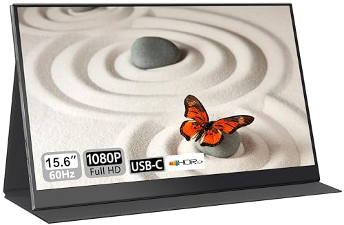 UFYQL Portable Monitor 15.6| 1080P FHD IPS HDR Eye-Care | Ultra-Slim Travel Screen with Case, USB-C HDMI | External Second Screen for Laptop, PC，Mac book,Xbox, PS5 | Gaming & Office Use