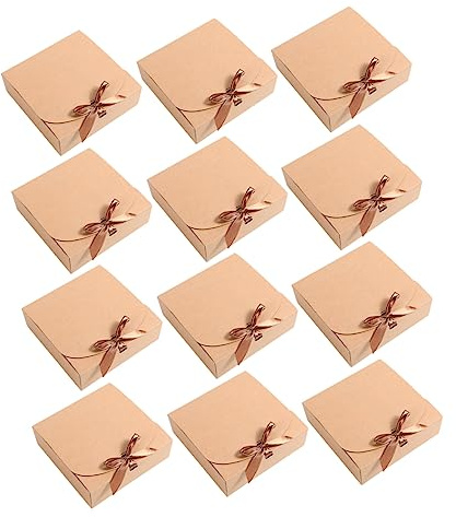 WOFASHPURET 12stücke Kleine Geschenkboxen mit Deckel aus Kraftpapier für Hochzeiten Babypartys und Andere Anlässe zum Selbermachen und Beschriften