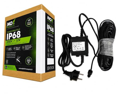 Alimentation 12V Compatible avec Mosquito Magnet®* Pioneer* et Patriot* – Étanche – Câble 13,5 m + 1,3 m – Bloc d'alimentation Renforcé pour Piège à Moustiques