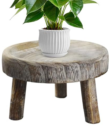 Generisch Plant Stands, Flower Pot Stool Riser, Decorative Elevated Wood Planter Display, Rustic Indoor Outdoor Holder Rack for Window, Apartment, Garden, Patio, Balcony, Living Room, Home