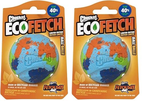 Chuckit! Limited Edition Hundeball Eco Fetch Day Ball Ultra Ball Umweltfreundliches Spielzeug für Hunde – Medium, 1 Packung (Packung mit 2)