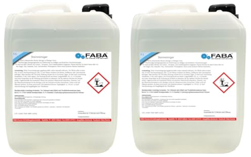 FABA Steinreiniger 2 x 5 L Konzentrat hochwertiges Reinigungsmittel, Wegreiniger für Terrasse und Pflaster, Belagentferner