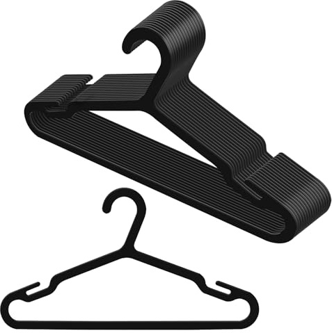 Kleiderbügel Schwarz, 20 Stück Platzsparende Bügel aus Plastik, Rutschfester Hangers Clothes mit U-förmiger Nut, Wiederverwendbare Umweltfreundliche Kleiderbügel Kunststoff