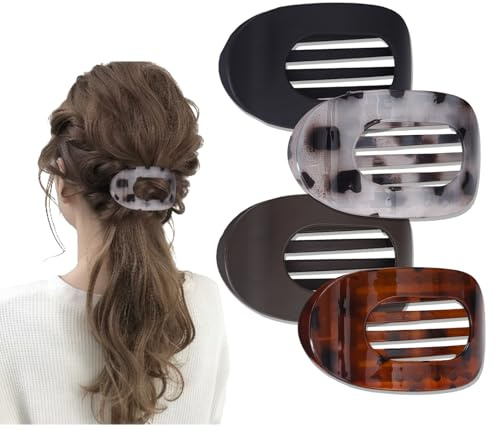 4 pinces à cheveux plates pour femme, Clips plats incurvés confortables, Pinces à cheveux pour femmes, Élégantes Hair Clip pour Tous les Jours, Sport