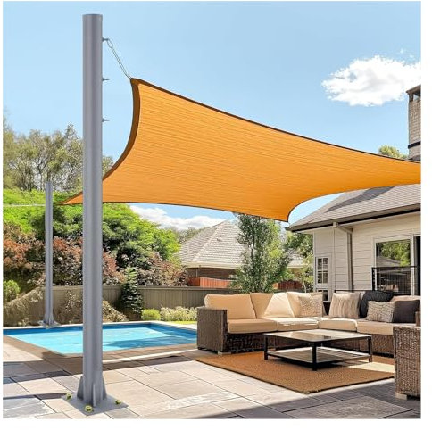2 set di pali in acciaio resistente per tende da sole e vela da esterno, pali di supporto per giardino, terrazza, parco giochi, cortile (grigio)