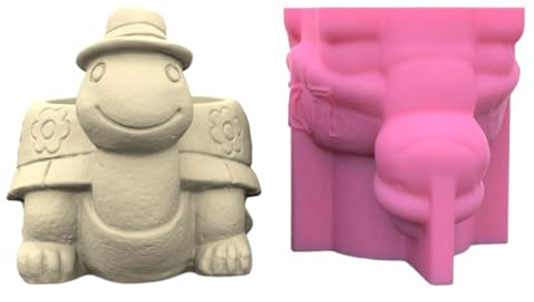Stampi per artigianato in silicone 3D a forma di tartaruga, in calcestruzzo modellato, per vasi, materiale in silicone per la produzione a mano