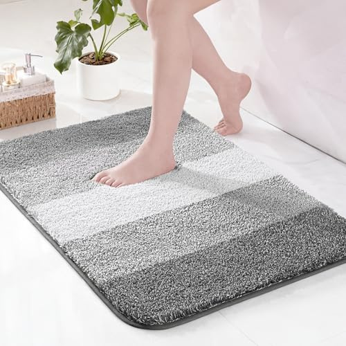 Exclusivo Mezcla Tapis de Bain en Microfibre - Antidérapant, Absorbant et Extra Doux, Séchage Rapide et Lavable en Machine, pour Salle de Bain, Douche et Déco, 40 x 60 cm, Gris