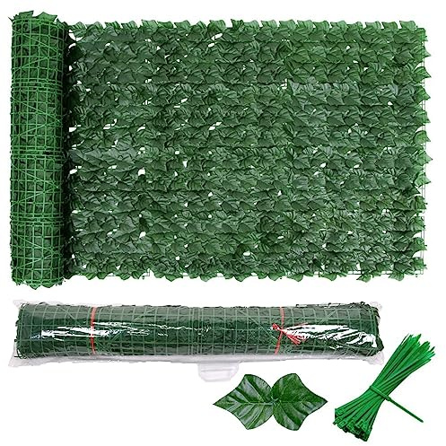 Schermatura a Traliccio di edera, siepe Artificiale 100 cm x 1000 cm, Foglie di Recinzione in Rotolo, for Esterni, Giardino, Balcone, terrazza, Muro, Verde