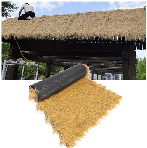 bacedifo Thatch Roof Artificial Straw Tourist Resort Pavilion Log Cabin Water Proof and Fire-Retardant Bars Interior Decoration Plastic Artificial Straw Roof