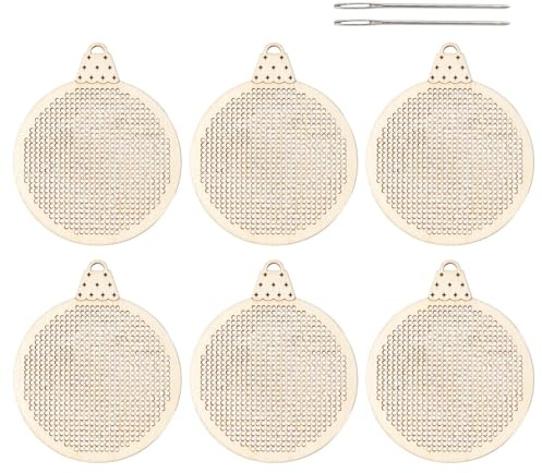 Kit di decorazione per punti croce rotondi in legno per punto croce, decorazioni natalizie, ornamenti per albero di Natale, kit in legno per bambini stampati per principianti