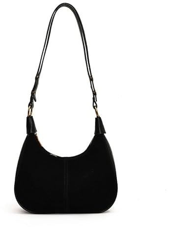 WANWEN Borsa Mezzaluna Piccola Pelle, Borsa Hobo Mezzaluna, Tracolla Regolabile, Perfetta per Tutti i Giorni, il Lavoro e i Viaggi (Nero)