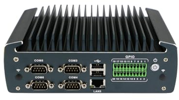 ANDAQI Fanless Industrial PC, Mini Computer, IPC, Celeron J6412, Windows 11 / Linux Ubuntu, IX15, TPM 2.0, 6 x COM, HDMI, DP, 3 x LAN, GPIO, 9-36V 2Pin Phoenix, 0 RAM, 0 Storage, Barebone No System
