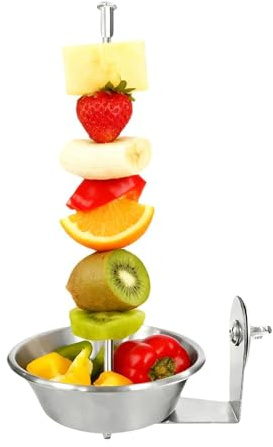 Uoqpty Ciotole Per Uccelli Per Gabbia,Porta Snack Acciaio Inossidabile,Cibo Parrocchetti Senza Disordine | Per Parrocchetto Calopsita Canarino Frutta Verdura Gabbia Animale Esterno