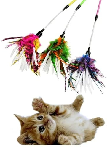 XZWYVUTSR 3 Stück elastisches Katzenspielzeug aus Strick mit Wollknäuel und Pompon