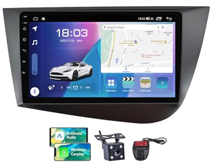 Autoradio QLED 2 DIN da 9 per Seat Leon 2005-2012 - Wireless CarPlay e Android Auto, DVR gratuito con telecamera di retromarcia, comandi al volante, radio DAB RDS