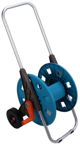 Carrello avvolgitubo da giardino 2 ruote Carrello per tubo dell'acqua Supporto per rack di stoccaggio per prato Giardino Cortile ABS Tubo in alluminio PP 34,6x11,8x15,7 pollici