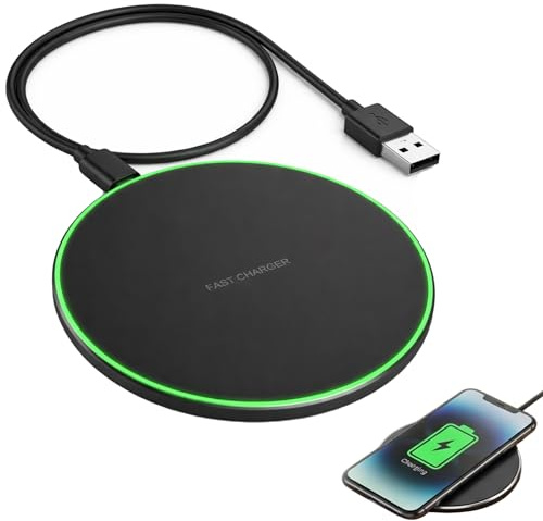 35W Fast Wireless Charger Qi Charging Pad for iPhone 16 15 14 13 12 11 | for Samsung Galaxy S25 S24 S23 S22 S21 Wireless Charging Station with LED Indicator USB-C Cable Ultra-Slim for all Qi Phones