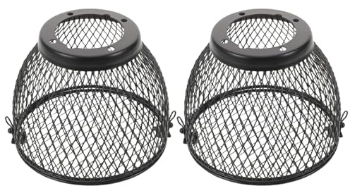 SEWACC 2 Pièces Protection de Lampe Chauffante pour Reptiles en Fer Noir, Fonction Anti-brûlure et Entretien Facile, Adaptée aux Tortues et Serpents Domestiques