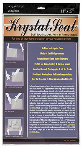 Creative Mark Krystal Seal ATC Art and Photo Bags - Archival Polyethylene Sealing Bags for Paintings, Artwork and Photo Storage - 11 x 17- Pack of 25